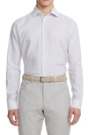 Jack Victor Abbott Stripe Linen & Cotton Dress Shirt In Grey/ White