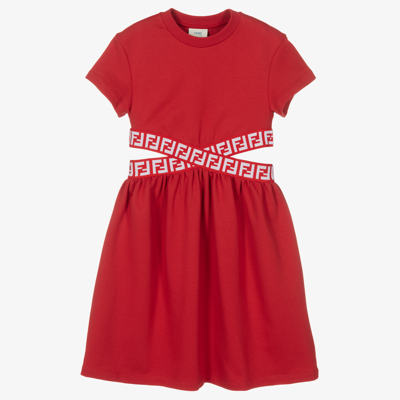 Fendi Teen Girls Red Ff Logo Dress