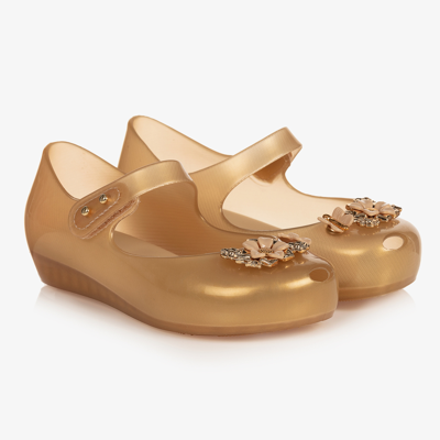 Mini Melissa Kids' Girls Gold Flower Jelly Shoes