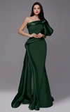 FOUAD SARKIS ONE SHOULDER DETAILED GREEN GOWN