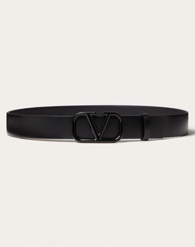 Valentino Garavani Vlogo Signature Belt In Shiny Calfskin 30mm Woman Black 095
