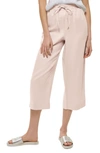 Dkny Pull-on Drawstring Crop Linen Pants In Pink Kiss