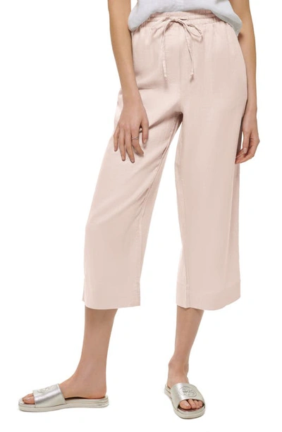 Dkny Pull-on Drawstring Crop Linen Pants In Pink Kiss
