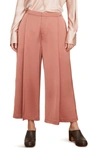 Vince Satin Pleated-front Wide-leg Crop Pants In Tulip Root