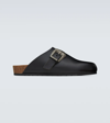 Saint Laurent Buckled Backless Leather Loafers In Nero
