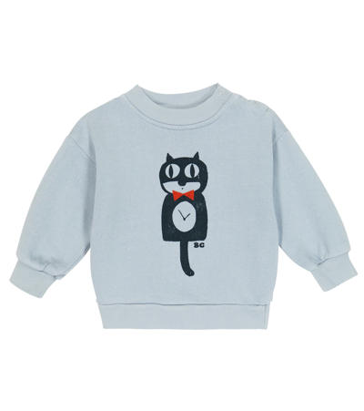 Bobo Choses Babies' Cat O'clock棉质运动衫 In Blue