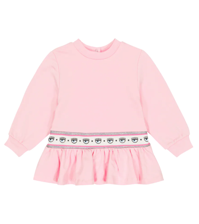Monnalisa X Chiara Ferragni Baby Jersey Sweatshirt Dress In Rosa