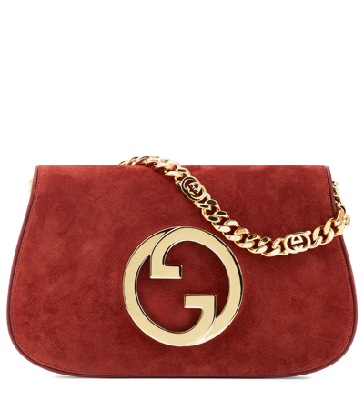 Gucci Blondie Leather Suede Shoulder Bag In Red