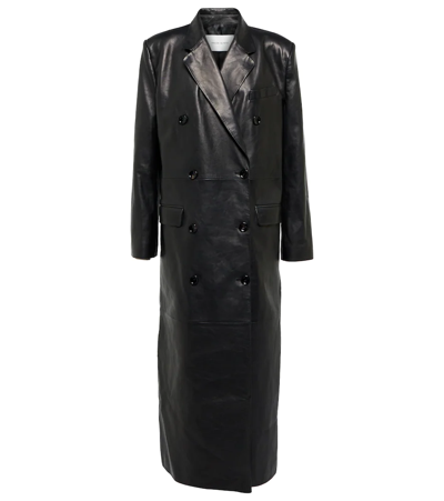 Magda Butrym Double-breasted Leather Coat In Black