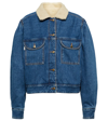 Blazé Milano Blaze Milano 'shire Sapphire' Denim Jacket With Teddy Fleece Lining In Blue