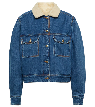 Blazé Milano Blaze Milano 'shire Sapphire' Denim Jacket With Teddy Fleece Lining In Blue