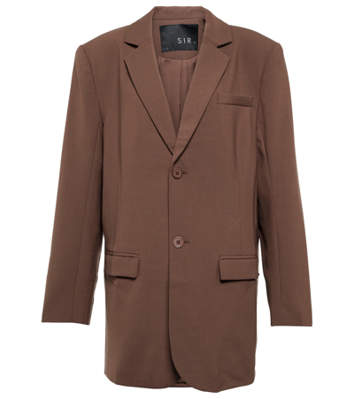 Sir Adrian Padded-shoulder Single-breasted Woven Blazer In Chocolat