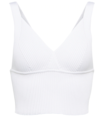 Alaïa Ribbed Crop Top In Blanc