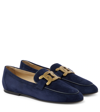 Tod's Kate Loafers In Suede In Blue