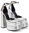 Versace Medusa Aevitas 155 Platform Leather Pump In Silver