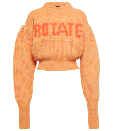 Rotate Birger Christensen Mini Adley Shirt With Logo And Necklace Detail In Orange