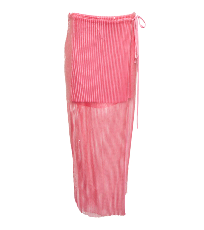 Rotate Birger Christensen Adia Embellished Midi Skirt In Pink