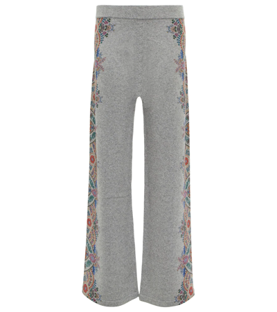 Etro Graphic-print Knitted Trousers In Grigio