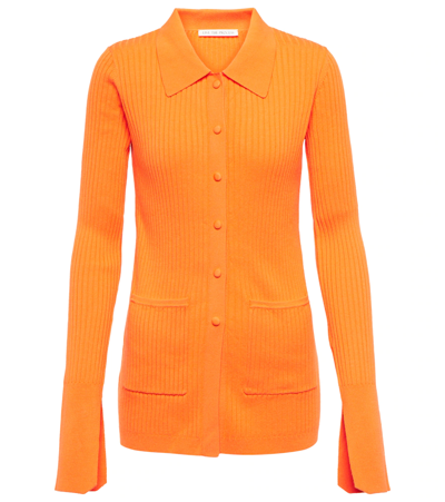 Live The Process Tuxedo Ribbed-knit Cardigan In Orange Poppy
