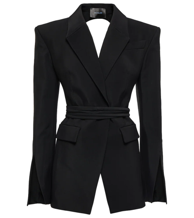 Mugler Belted Open-back Blazer In Black