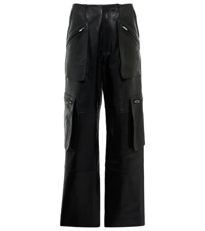 Amiri Leather Straight-leg Cargo Pants In Black