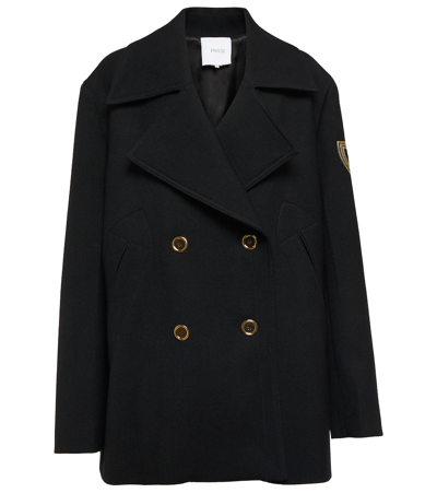 Patou Embroidered Virgin Wool Peacoat In Black