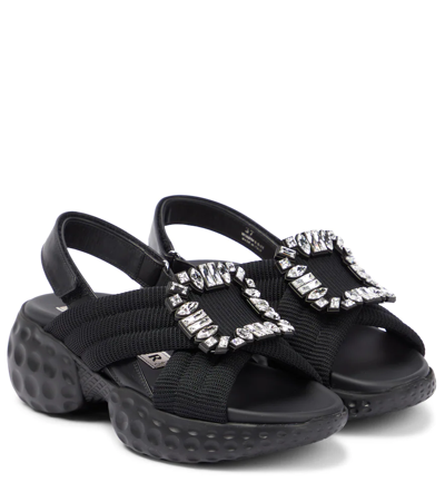 Roger Vivier Viv' Run Embellished Sandals In Black