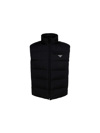Prada Triangle Logo Zip-up Padded Vest In Black