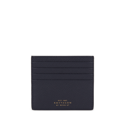 Smythson 8 Card Slot Flat Card Holder In Panama In Navy