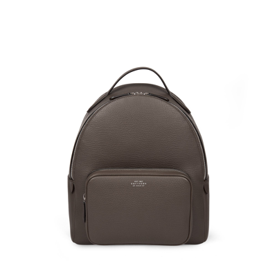 Smythson Compact Backpack In Ludlow In Dark Taupe