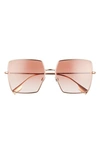 Burberry 58mm Square Sunglasses In Rose Gold/ Gradient Pink