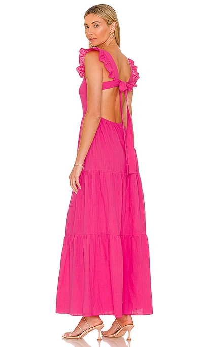 Sndys Peaches Linen Dress In Hot Pink