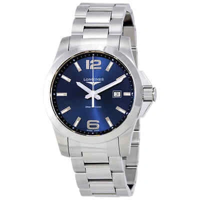 Pre-owned Longines Conquest Blue Dial Stainless Steel Men's 43mm Watch L37604966