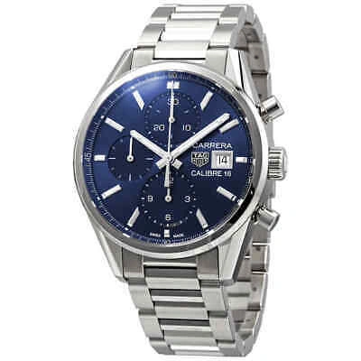 Pre-owned Tag Heuer Carrera Chronograph Automatic Blue Dial Men's Watch Cbk2112.ba0715