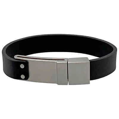 Pre-owned Montblanc Stainless Steel Leather Bracelets, Size Small In Black