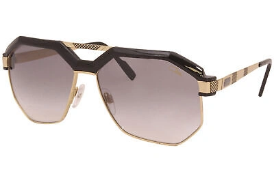 Pre-owned Cazal 9092 001 Sunglasses Men's Gold-black/grey Gradient Lenses Round 62mm In Gray