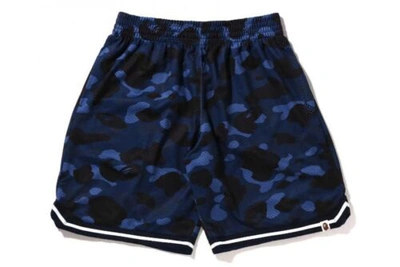 Pre-owned A Bathing Ape Men's Wide Fit Silhouette Basketball Shorts Color Camo Pattern Jpn In Navy