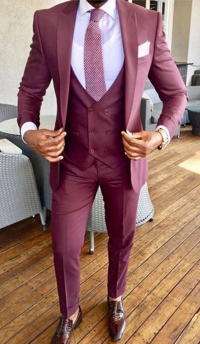 Pre-owned Handmade Mens 3 Piece Suit Elegant Wedding Slim Fit Prom Party Wear Formal Coat Pants In Purple