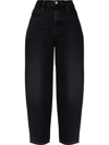 Frame High-waisted Straight-leg Jeans In Schwarz