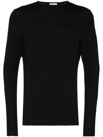 Sunspel Crew Neck Jumper In Black