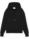 Ami Alexandre Mattiussi Hooded Cotton Sweatshirt With Kangaroo Pocket And Ribbed Finish In Black
