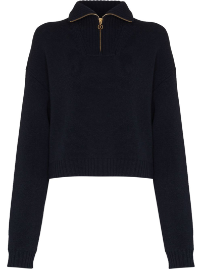 Nanushka Kira Cropped Zip-up Jumper In Blue