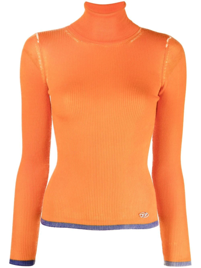 Diesel M-aribelle Ribbed-knit Jumper In Orange