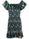 Msgm Amazing Berries Jacquard Mini Dress In Black