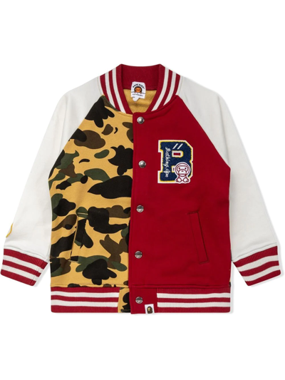 A Bathing Ape Kids' 1st Camo Varsity Jacket In Brown