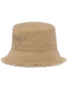 Prada Fringe Triangle Logo Bucket Hat In F0002 Nero