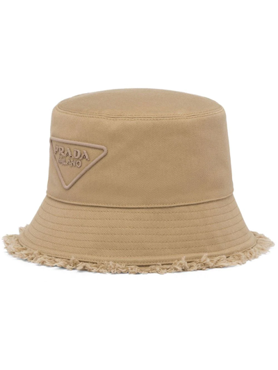 Prada Fringe Triangle Logo Bucket Hat In F0002 Nero ModeSens