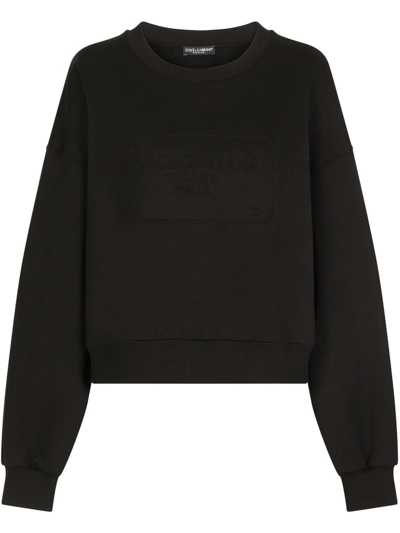 Dolce & Gabbana Embroidered-logo Long-sleeve Sweatshirt In Black