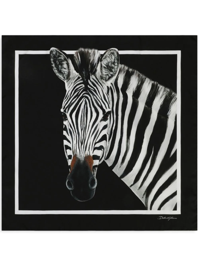 Dolce & Gabbana Zebra-print Silk Foulard In Black