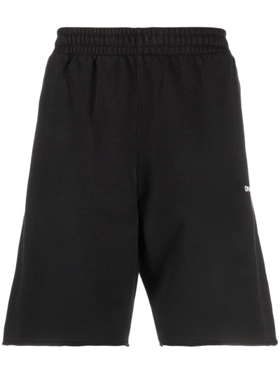 Off-white Stitch Diag Cotton Track Shorts In Black
